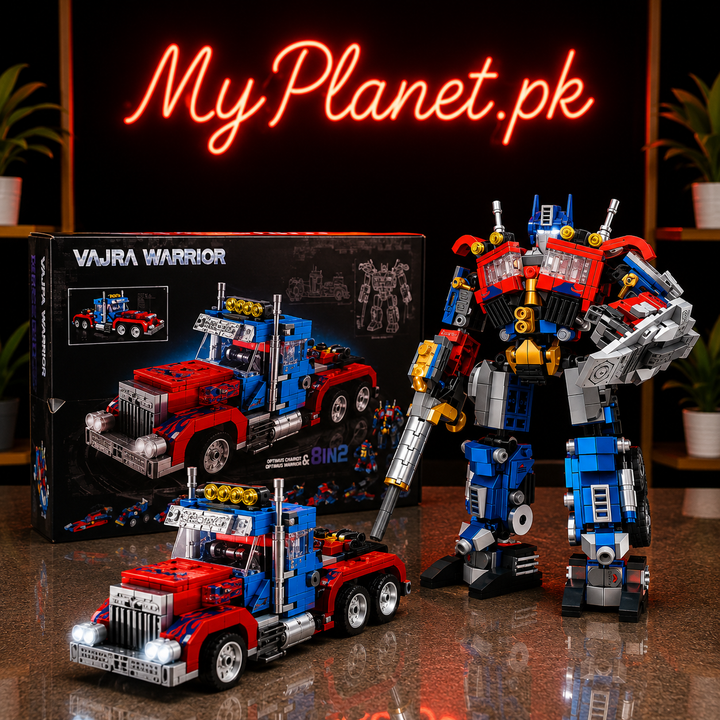 Vajra Warrior 8-in-2 Transformer Building Blocks Robot &amp; Truck Set (725+ Pieces)
