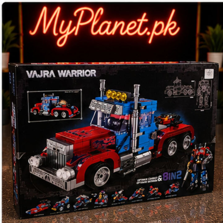 Vajra Warrior 8-in-2 Transformer Building Blocks Robot &amp; Truck Set (725+ Pieces)
