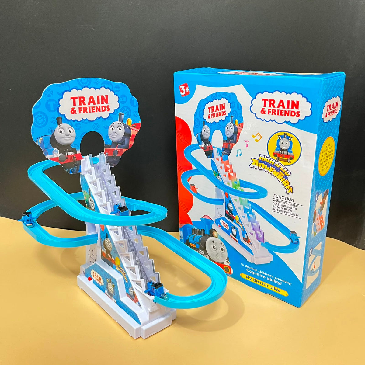 𝗧𝗵𝗼𝗺𝗮𝘀 & 𝗙𝗿𝗶𝗲𝗻𝗱𝘀 𝗘𝗹𝗲𝗰𝘁𝗿𝗶𝗰 𝗦𝘁𝗮𝗶𝗿 𝗖𝗹𝗶𝗺𝗯𝗶𝗻𝗴 𝗦𝗹𝗶𝗱𝗲 𝗧𝗿𝗮𝗰𝗸 𝗣𝗹𝗮𝘆𝘀𝗲𝘁 𝘄𝗶𝘁𝗵 𝗟𝗶𝗴𝗵𝘁𝘀 & 𝗠𝘂𝘀𝗶𝗰